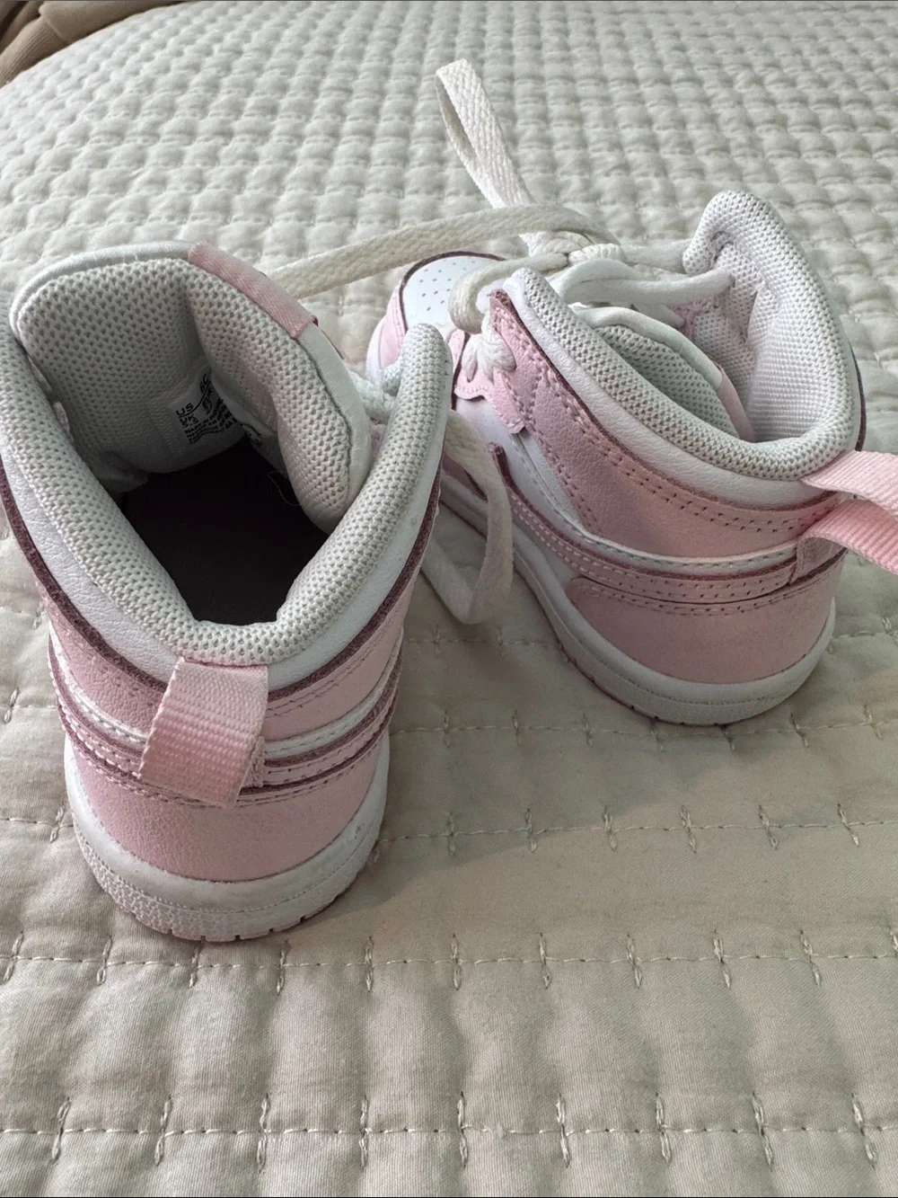 Nike Kids Pink and White High-Top Sneakers